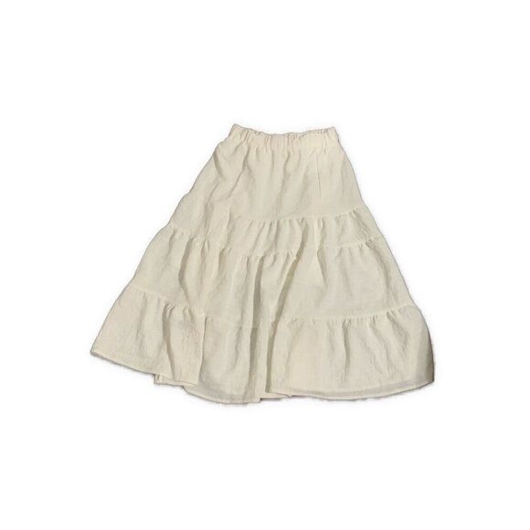 Dazy Womens Solid White High Waist Bohemian Layered MIDI Skirt Small - Picture 1 of 3